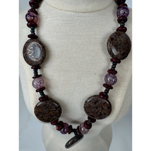 Ferruginous Quartz & Dragon Vein Agate Healing Stones Necklace 10" - Picture 6 of 16